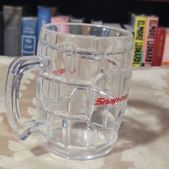 Snap-On Tools Hex Pattern Acrylic Beer Mug Cup Red vtg Logo 24oz. USA NICE - Picture 4 of 14